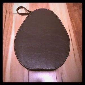 Vintage brown pear shaped train case